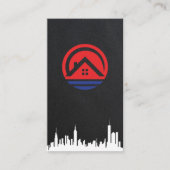 Carte De Visite Logo de l'immobilier | Skyline de la ville (Devant)