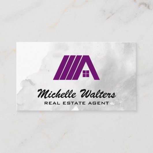Carte De Visite Logo de l'immobilier violet (Devant)