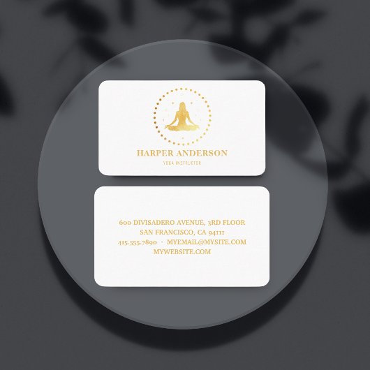 Carte De Visite Logo de l'instructeur de Yoga d'or moderne