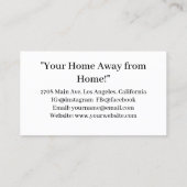 Carte De Visite Logo de location de vacances moderne personnalisé (Dos)