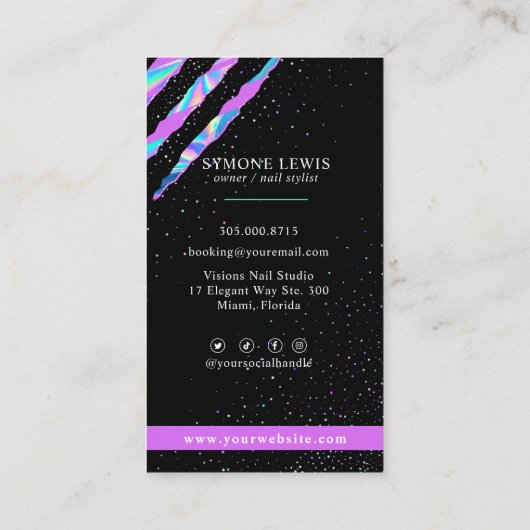 Carte De Visite Logo de l'ongle technologie holographique de griff (Dos)