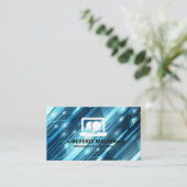 Carte De Visite Logo de l'ordinateur technique | Arrière - plan de (Debout devant)