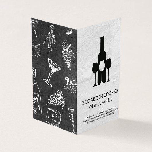 Carte De Visite Logo de Lunettes de bouteilles de vin | Arrière -  (Extérieur)