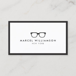 Carte De Visite Logo de lunettes noires classiques Blanc