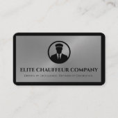 Carte De Visite Logo de luxe Chauffeur élégant Silver Editable (Devant)