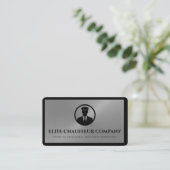 Carte De Visite Logo de luxe Chauffeur élégant Silver Editable (Debout devant)