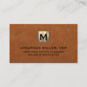 Carte De Visite Logo de luxe Gold Initial Sable Cuir (Devant)