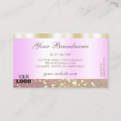 Carte De Visite Logo de luxe Parties scintillant brillante rose or (Dos)