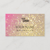 Carte De Visite Logo de luxe Parties scintillant rose violet doré (Devant)