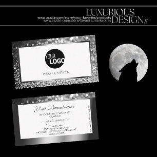 Carte De Visite Logo de luxe Silver White Sparkling Parties scinti