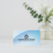 Carte De Visite Logo de Maison de Construction Toit Bleu (Debout devant)