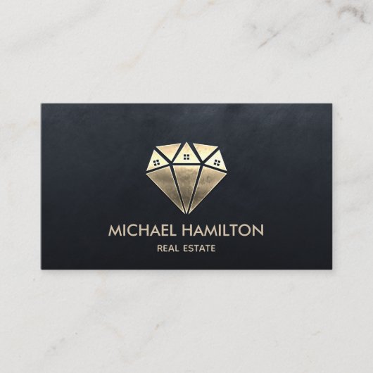 Carte De Visite Logo de maison de diamant en or professionnel (Devant)