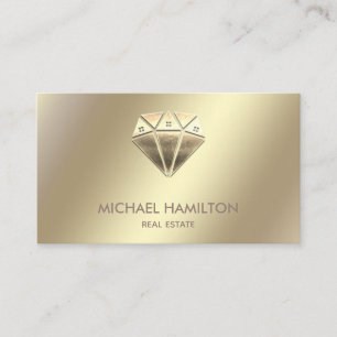 Carte De Visite Logo de maison de diamant en or professionnel