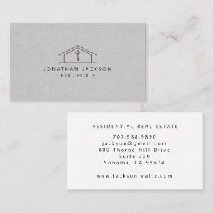Carte De Visite Logo de maison de l'agent immobilier moderne gris 