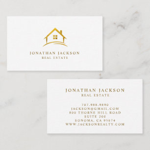 Carte De Visite Logo de maison de luxe en or blanc pour l'immobili