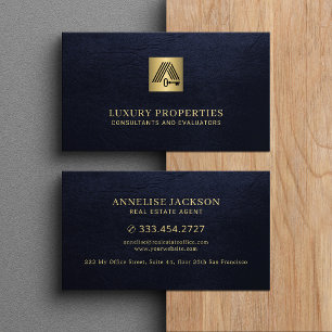Carte De Visite Logo de maison moderne de biens immobiliers bleu m