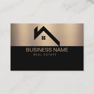 Carte De Visite Logo de maison moderne de biens immobiliers noir e