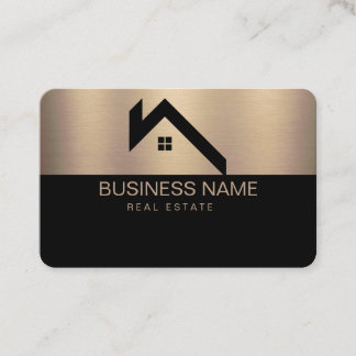 Carte De Visite Logo de maison moderne de biens immobiliers noir e