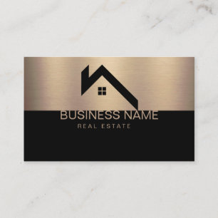Carte De Visite Logo de maison moderne de biens immobiliers noir e