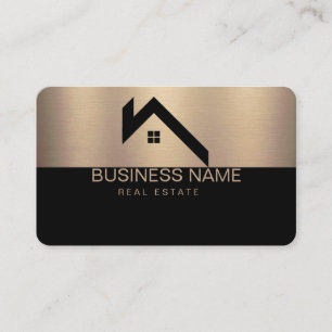 Carte De Visite Logo de maison moderne de biens immobiliers noir e