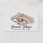 Carte De Visite Logo de maquillage Brown bleu Eyelash Qr Code Rose (Devant)