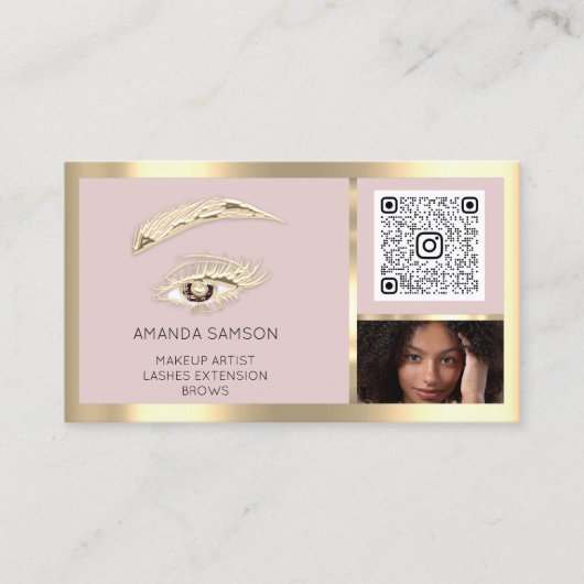 Carte De Visite Logo de maquillage Brown de l'Eyelash Brow Qr Code (Devant)