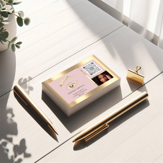 Carte De Visite Logo de maquillage Brown de l'Eyelash Brow Qr Code