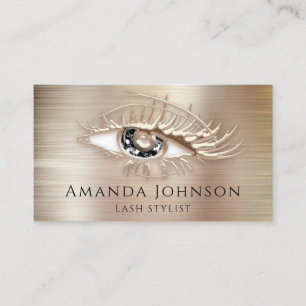 Carte De Visite Logo de maquillage Brown noir Eyelash QrCode Rose 