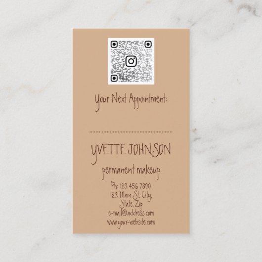 Carte De Visite Logo de maquillage Brows Logo QRCode Logo Eyelash  (Dos)