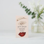 Carte De Visite Logo de maquillage Brows Logo QRCode Red Lip Gold  (Debout devant)