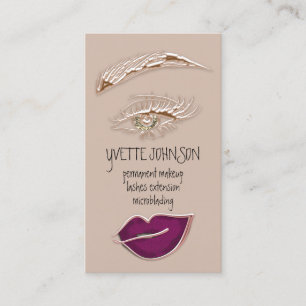 Carte De Visite Logo de maquillage Brows QRCode Berry Lip Gold las