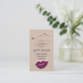 Carte De Visite Logo de maquillage Brows QRCode Berry Lip Gold las (Debout devant)