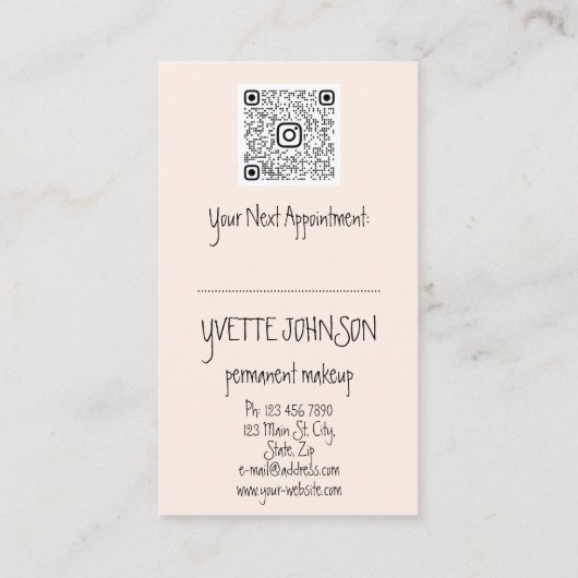 Carte De Visite Logo de maquillage Brows QRCode Poudre Lip océan E (Dos)