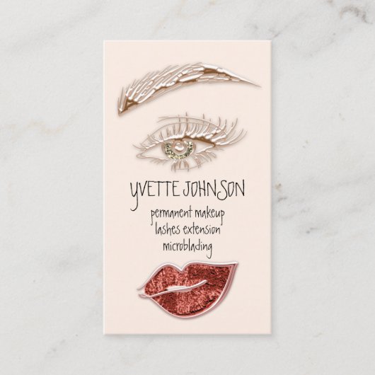 Carte De Visite Logo de maquillage Brows QRCode Poudre Lip Or cuiv (Devant)