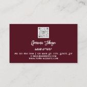 Carte De Visite Logo de maquillage Burgundy Gold Eyelash Qr Code (Dos)