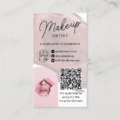 Carte De Visite Logo de maquillage d'aquarelle Qr code 2 photos (Devant)