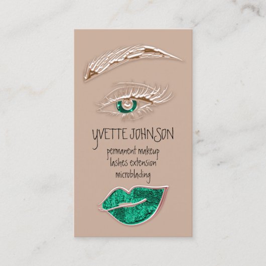 Carte De Visite Logo de maquillage de Brows Rose QRCode Peau de lè (Devant)