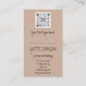 Carte De Visite Logo de maquillage de Brows Rose QRCode Peau de lè (Dos)