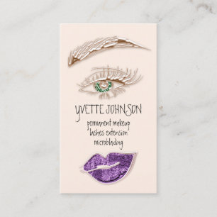 Carte De Visite Logo de maquillage des bouillons Rose QRCode Yeux