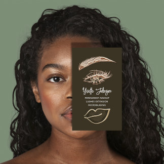 Carte De Visite Logo de maquillage Eyelash Brow Code QR Lip Rose B