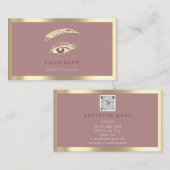 Carte De Visite Logo de maquillage Eyelash Brow Code Qr Rose Gold  (Devant / Derrière)