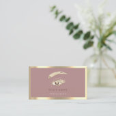 Carte De Visite Logo de maquillage Eyelash Brow Code Qr Rose Gold  (Debout devant)