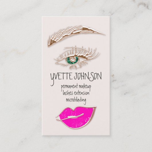 Carte De Visite Logo de maquillage Eyelash Brow Lips Rose rose QRC (Devant)