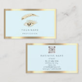 Carte De Visite Logo de maquillage Eyelash Brow Qr Code Blue Paste (Devant / Derrière)