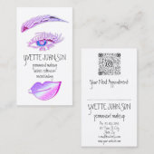 Carte De Visite Logo de maquillage Eyelash Brow QRCode Lip Hologra (Devant / Derrière)