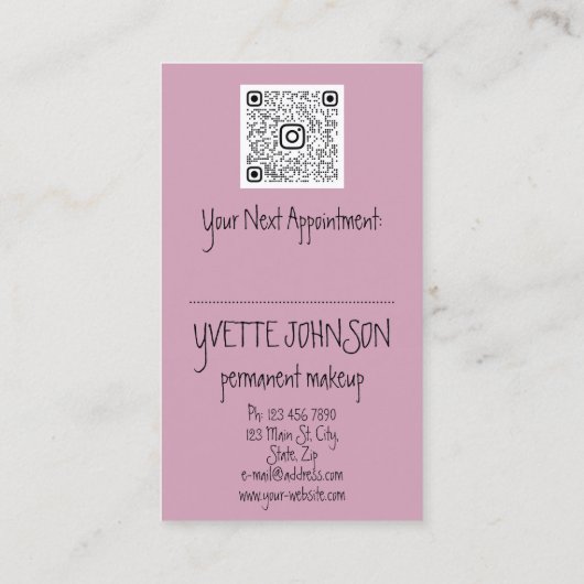 Carte De Visite Logo de maquillage Eyelash Brow Rose de lèvres Kis (Dos)