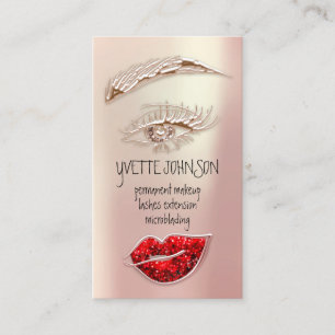 Carte De Visite Logo de maquillage Eyelash Brow Rose QRCode Gold L