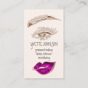 Carte De Visite Logo de maquillage Eyelash Brows QRCode Rose Lip G