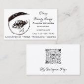 Carte De Visite Logo de maquillage microlame QrCode Brown (Devant / Derrière)