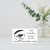 Carte De Visite Logo de maquillage microlame QrCode Brown (Debout devant)
